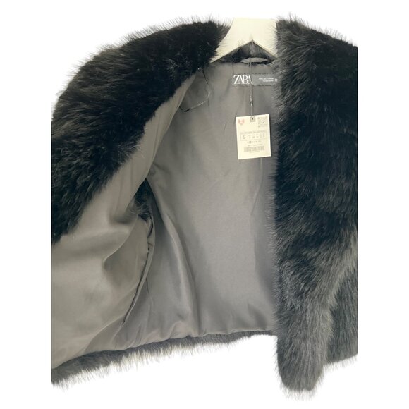 Zara Black Faux Fur Cropped Vest - Picture 10 of 10